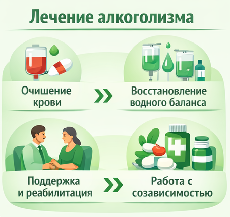 лечение алкоголизма в Октябрьском этапы